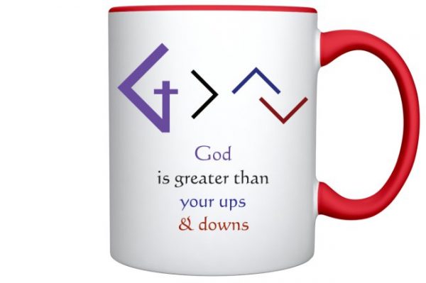 Christian Books and Gifts | 11oz Ceramic Coffee Mug - God is Greater than Your Ups and Downs